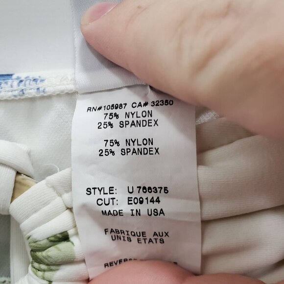 Leilani‎ Woman's Vintage White Blue Tropical Floral Halter Swim Dress Plus Sz 14 - Picture 5 of 6